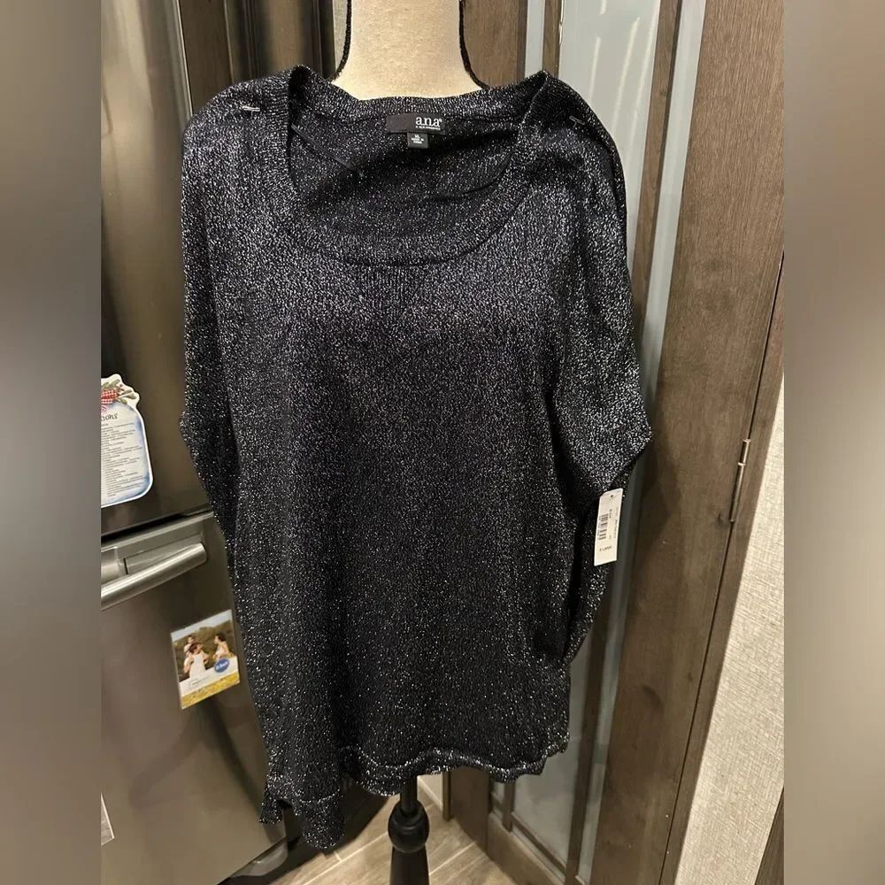 NWT A.N.A Black Shimmer Knit Top